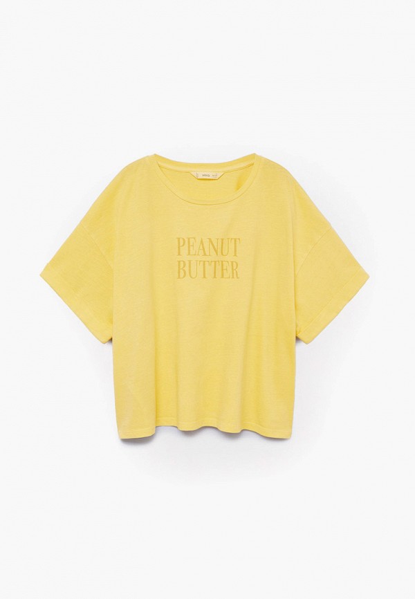 футболка с коротким рукавом mango kids для девочки, желтая