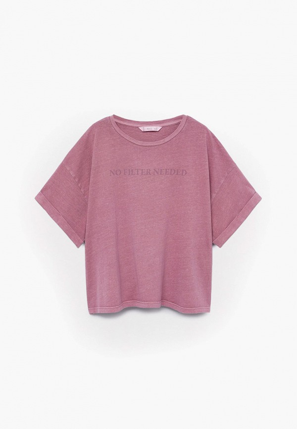 футболка с коротким рукавом mango kids для девочки, розовая
