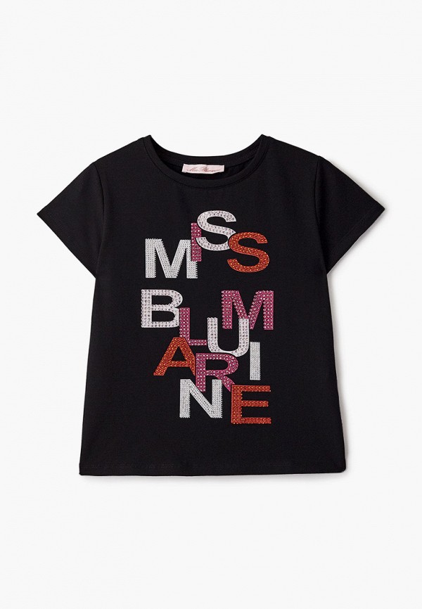 футболка с коротким рукавом miss blumarine для девочки, черная