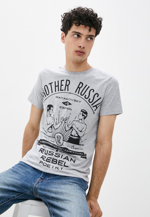 мужская футболка с коротким рукавом mother russia, серая