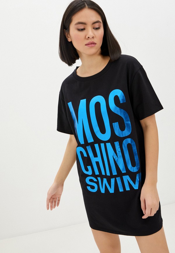 женская футболка moschino swim, черная