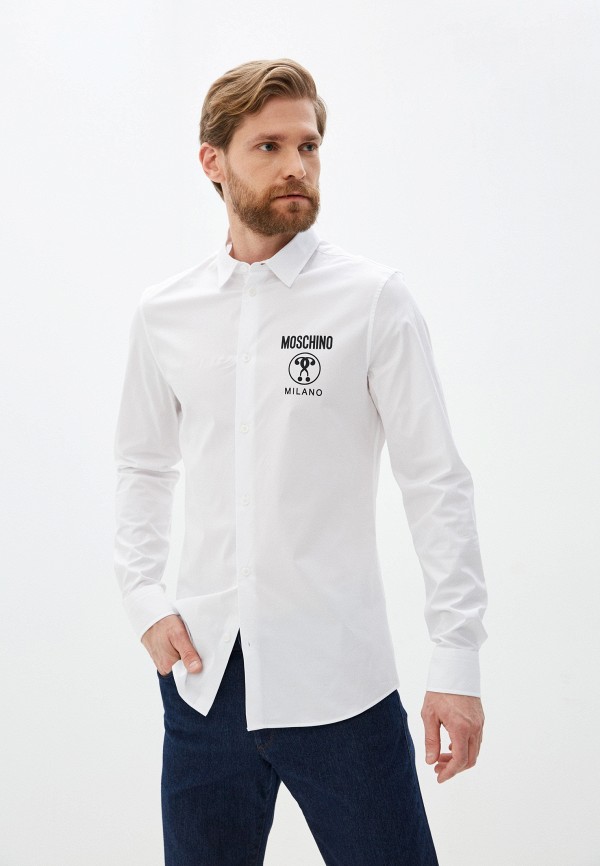мужская рубашка с длинным рукавом moschino couture, белая