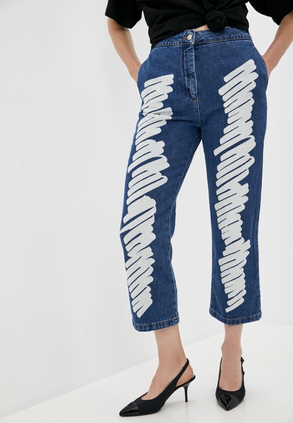 женские прямые джинсы moschino couture, синие