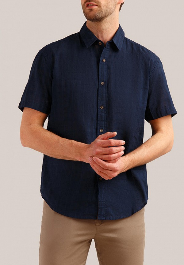 мужская рубашка с коротким рукавом finn flare, синяя
