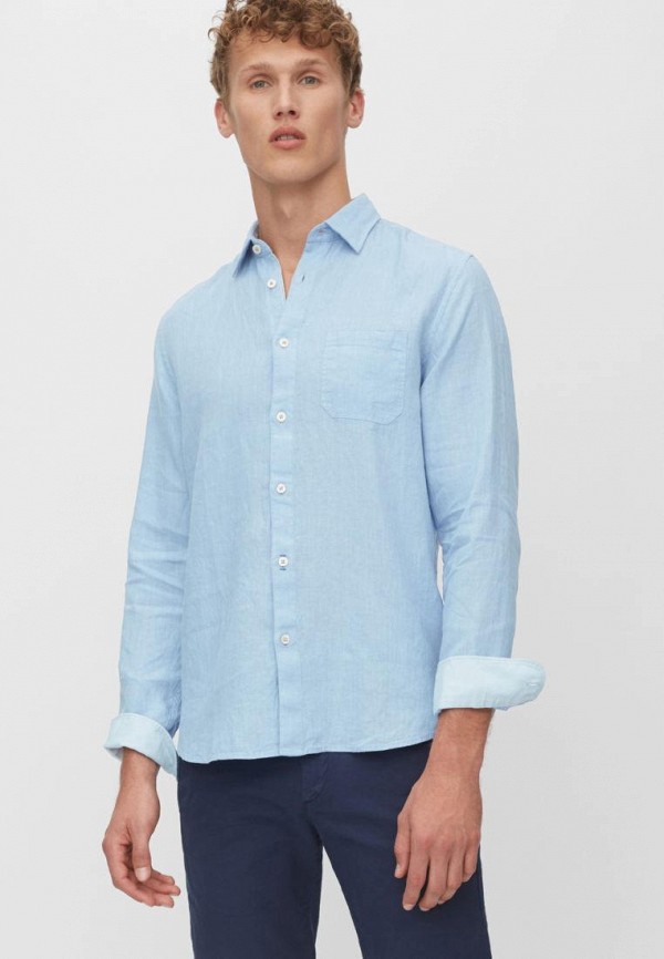 мужская рубашка с длинным рукавом marc o’polo, голубая