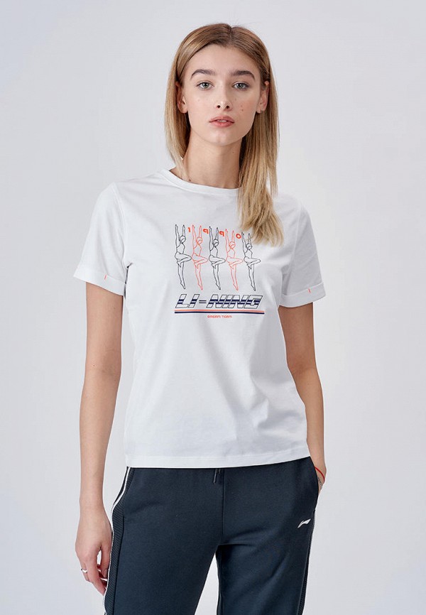 женская спортивные футболка li-ning, белая