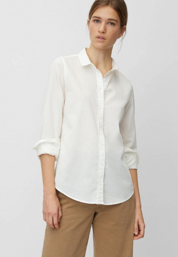 женская рубашка с длинным рукавом marc o’polo, белая