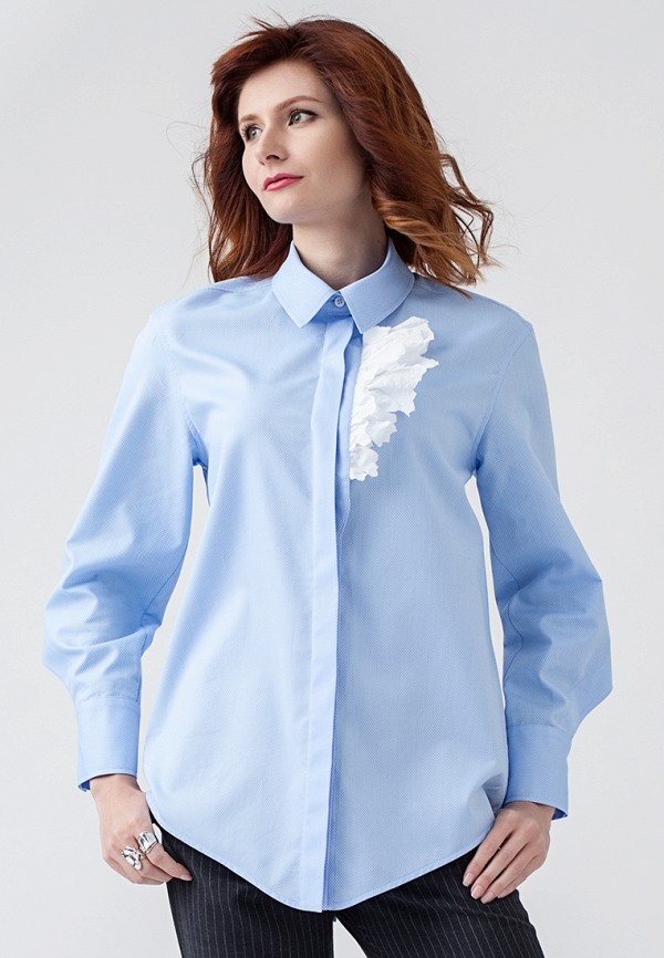 женская рубашка с длинным рукавом strygina, голубая