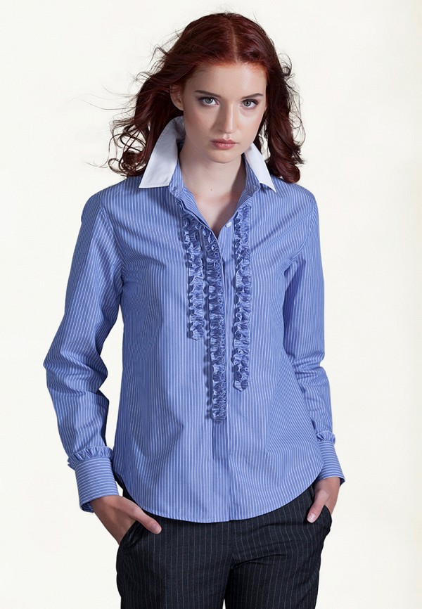 женская рубашка с длинным рукавом strygina, голубая