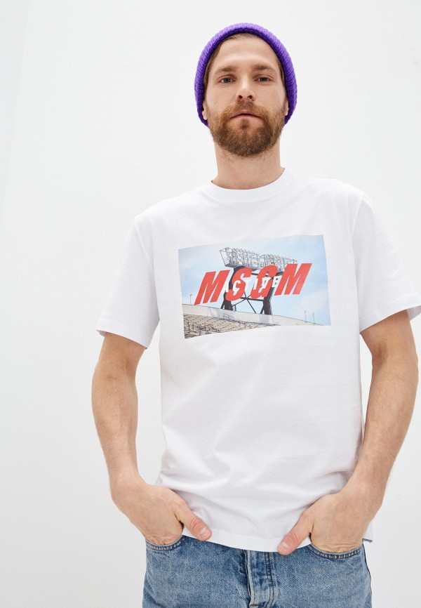 мужская футболка msgm, белая
