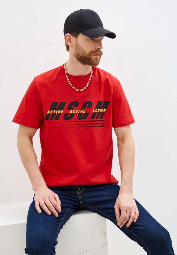 мужская футболка msgm, красная