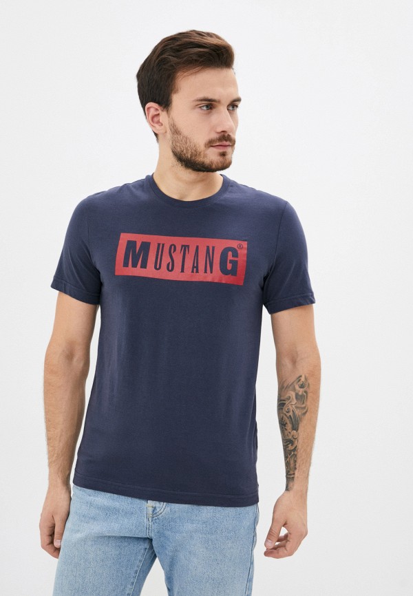 мужская футболка с коротким рукавом mustang, синяя