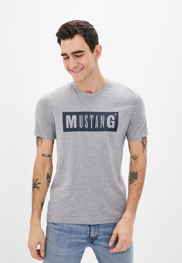 мужская футболка с коротким рукавом mustang, серая