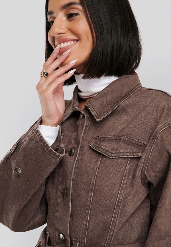 женская джинсовые куртка na-kd, коричневая