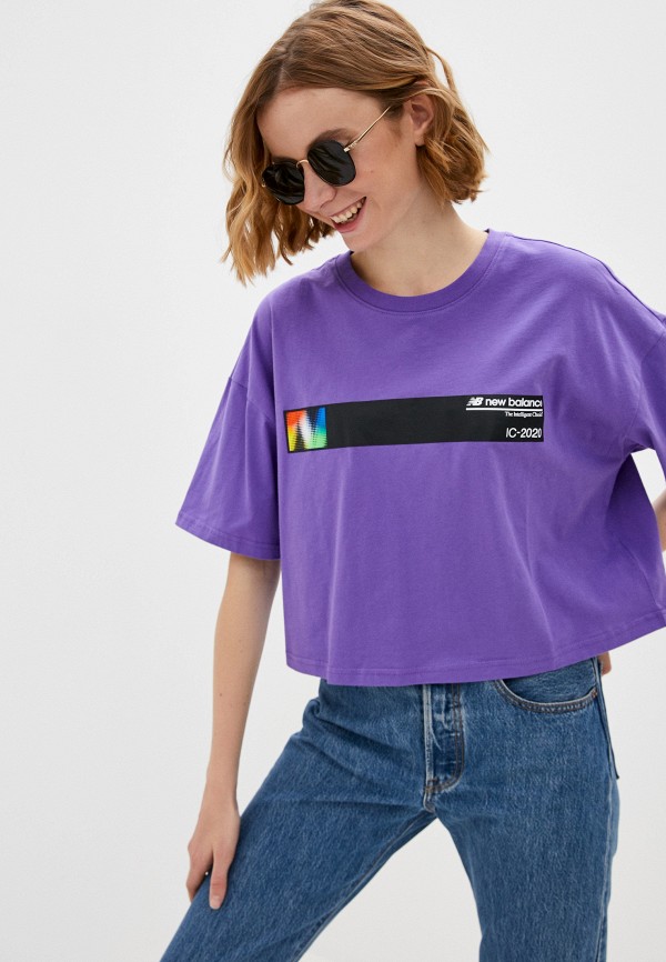 женская спортивные футболка new balance, фиолетовая