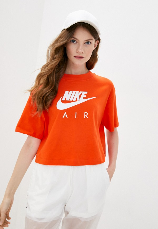 женская спортивные футболка nike, оранжевая