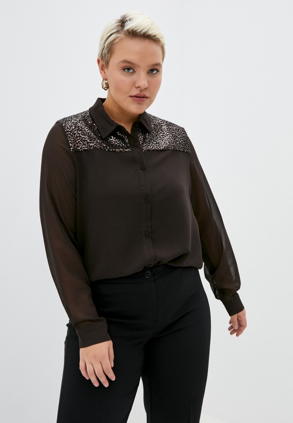 женская блузка persona by marina rinaldi, коричневая