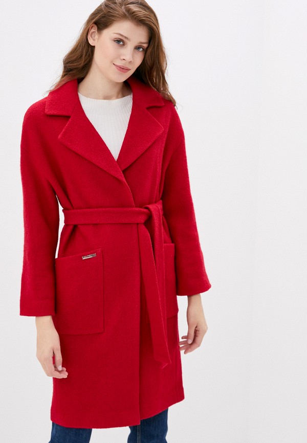 женское пальто pink orange, красное