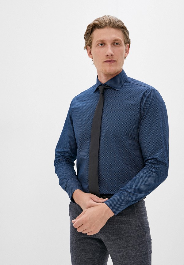 мужская рубашка с длинным рукавом pierre cardin, синяя