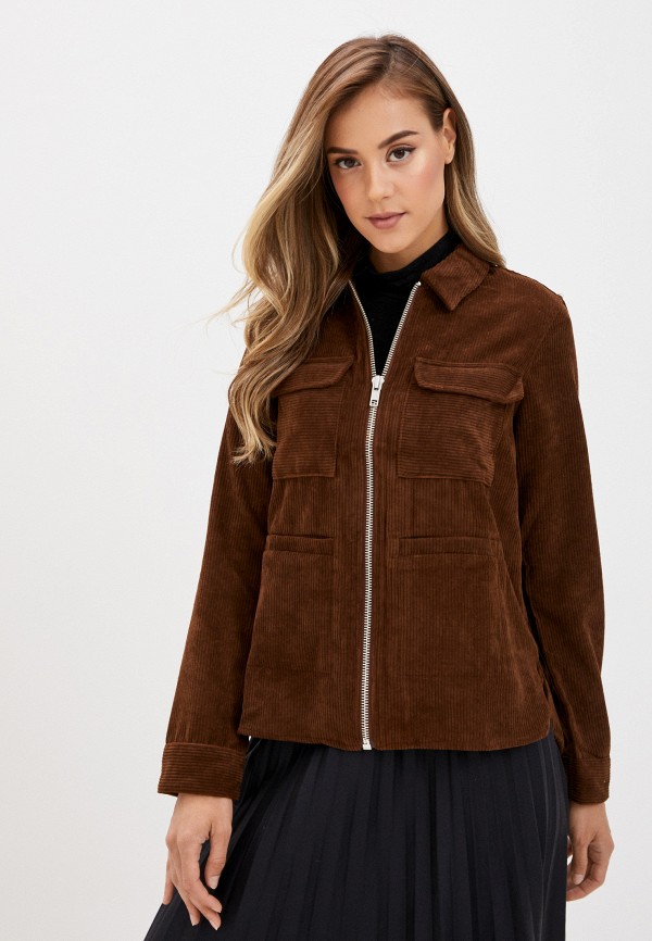 женская куртка pieces, коричневая