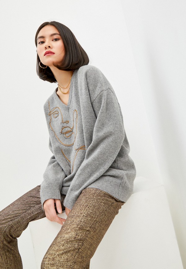 женский пуловер pinko, серый