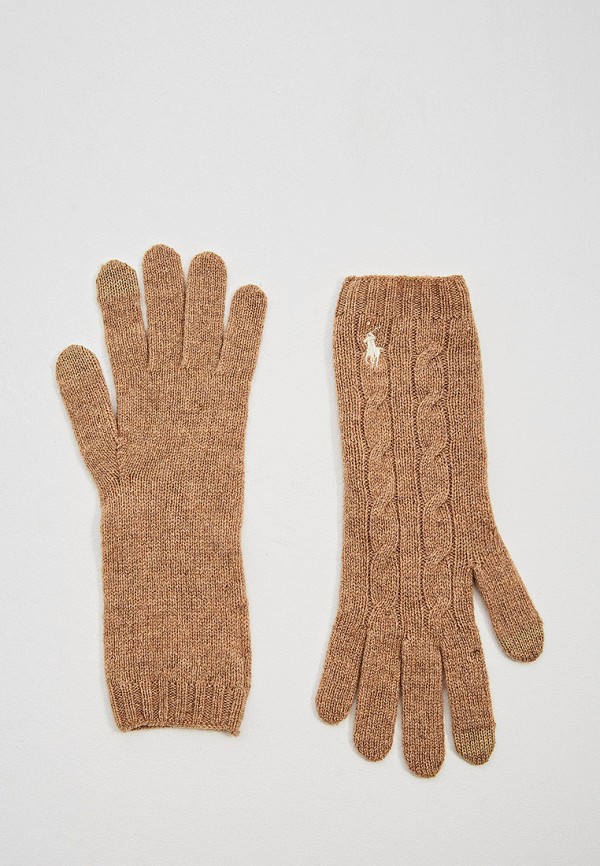женские перчатки polo ralph lauren, бежевые