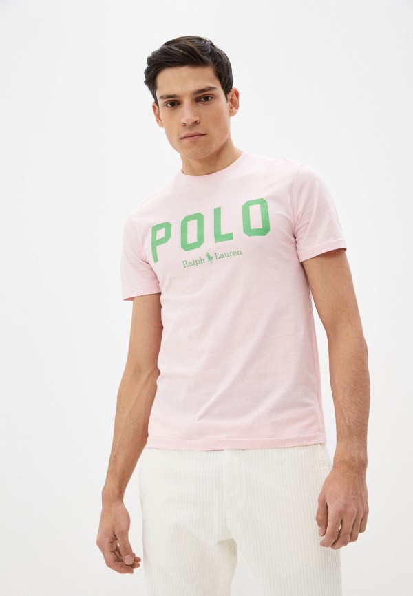 мужская футболка polo ralph lauren, розовая