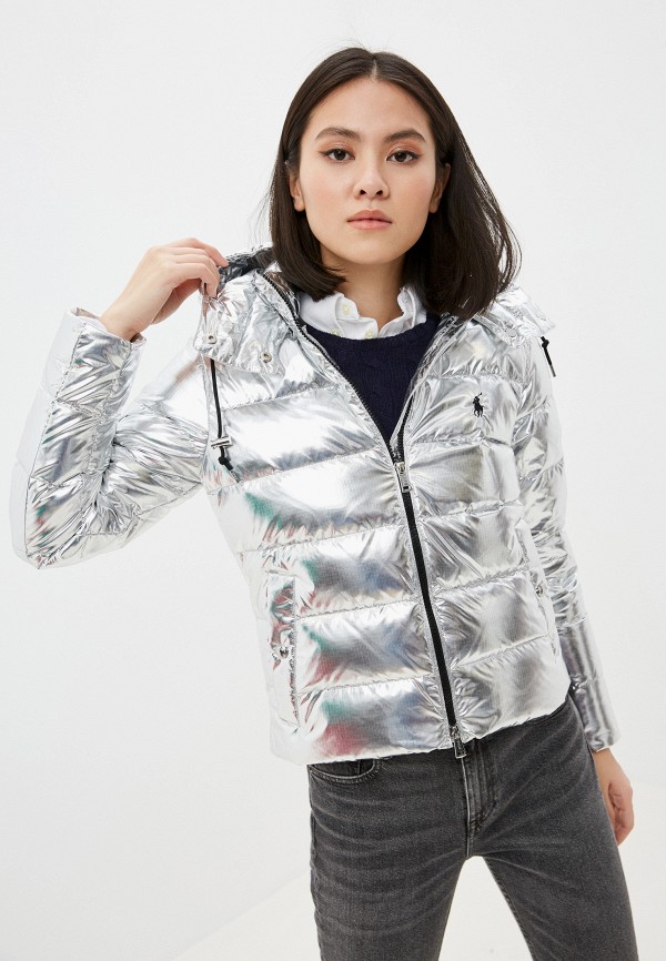 женская куртка polo ralph lauren, серебряная