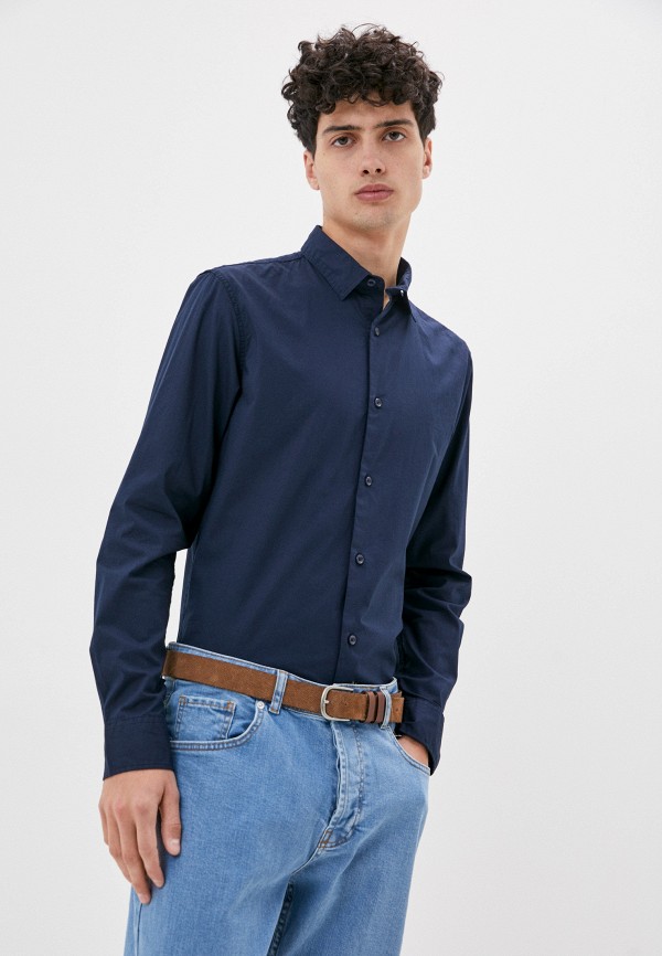 мужская рубашка с длинным рукавом produkt, синяя