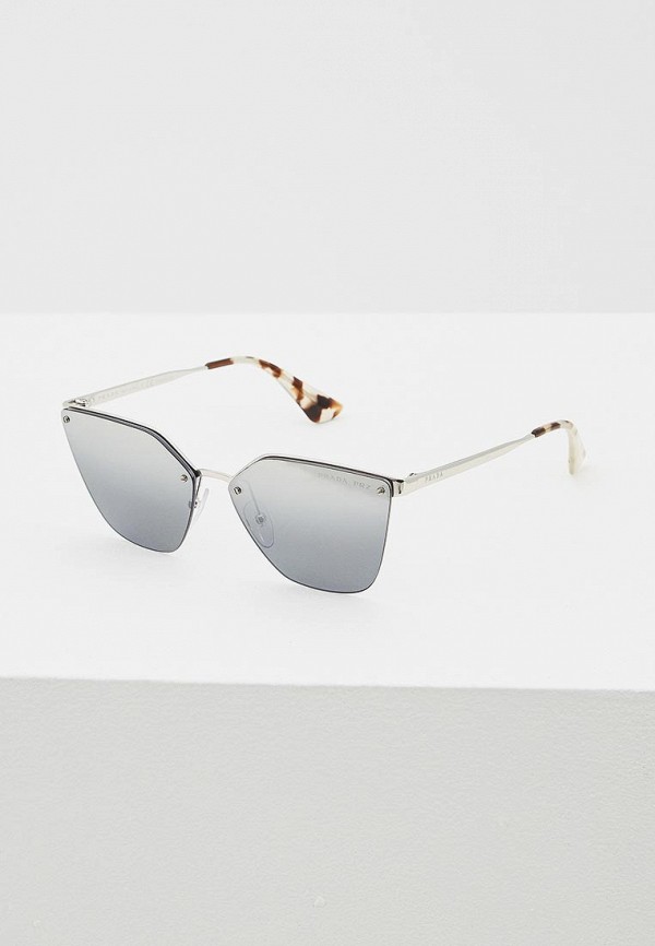 женские солнцезащитные очки prada, серебряные