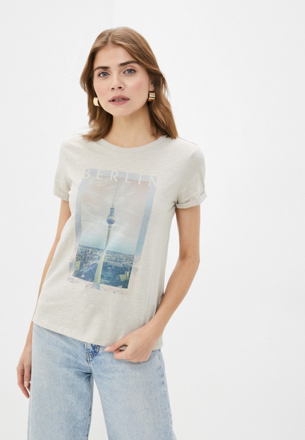 женская футболка q/s designed by, бежевая