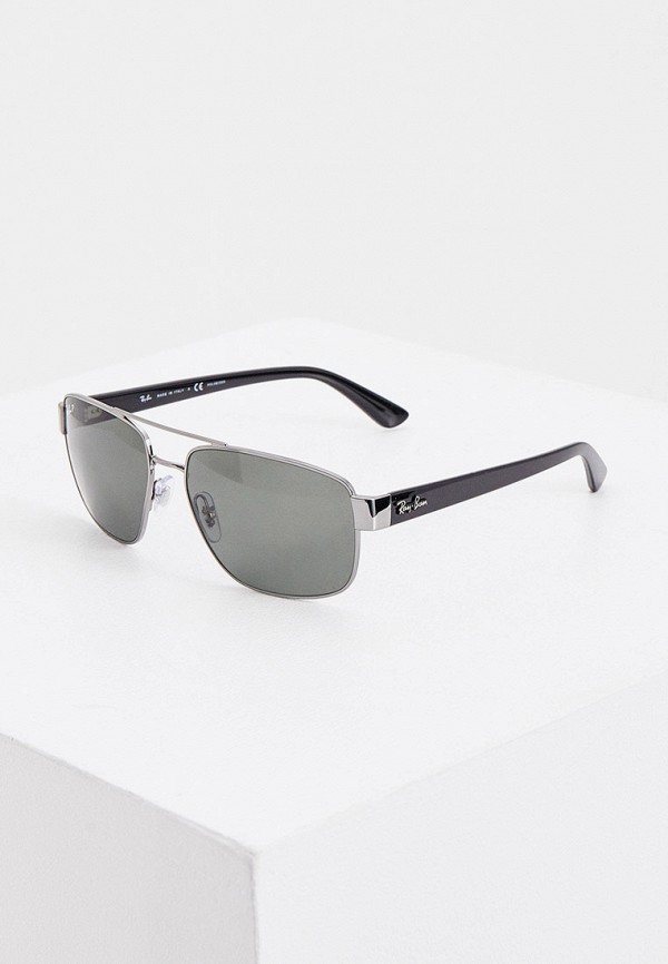 мужские солнцезащитные очки ray ban, серебряные