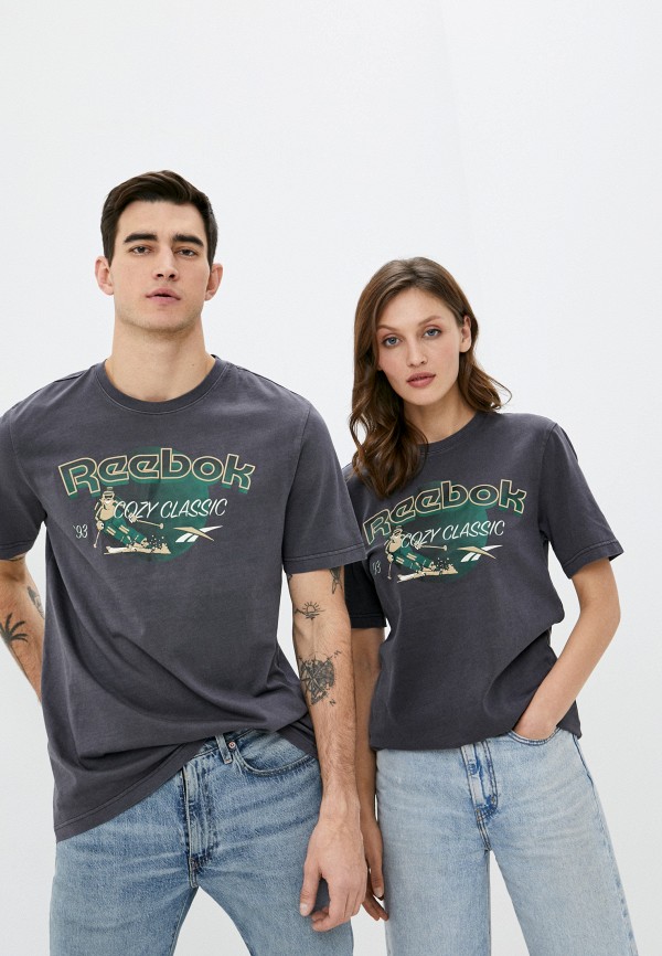 женская спортивные футболка reebok classic, серая