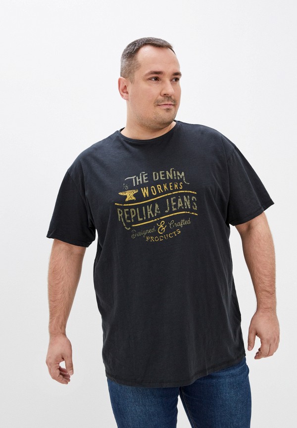 мужская футболка replika jeans, черная