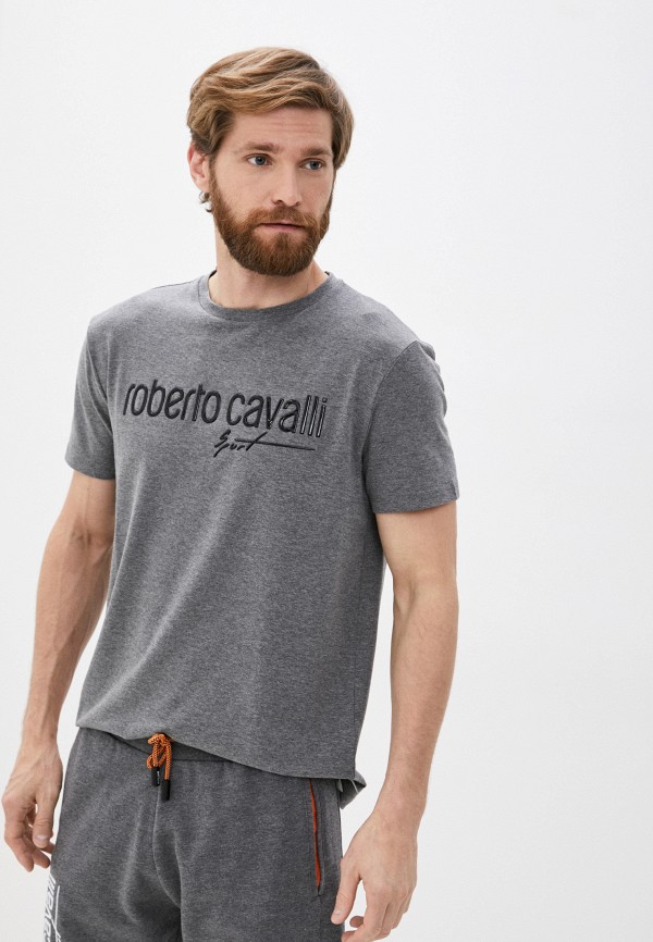 мужская футболка roberto cavalli sport, серая