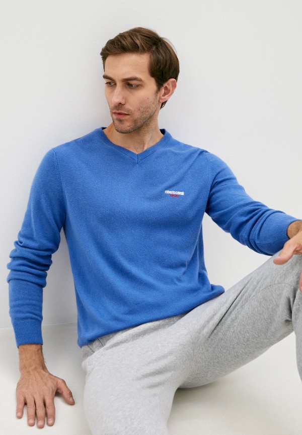 мужской пуловер roberto cavalli sport, голубой
