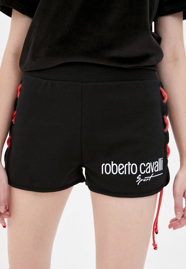 женские спортивные шорты roberto cavalli sport, черные