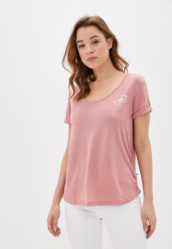 женская спортивные футболка roxy, розовая