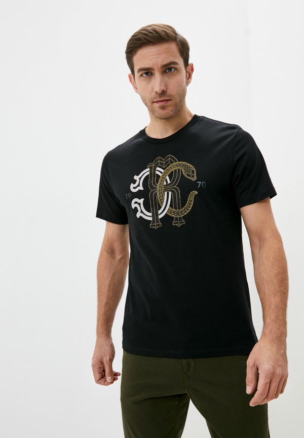 мужская футболка roberto cavalli, черная