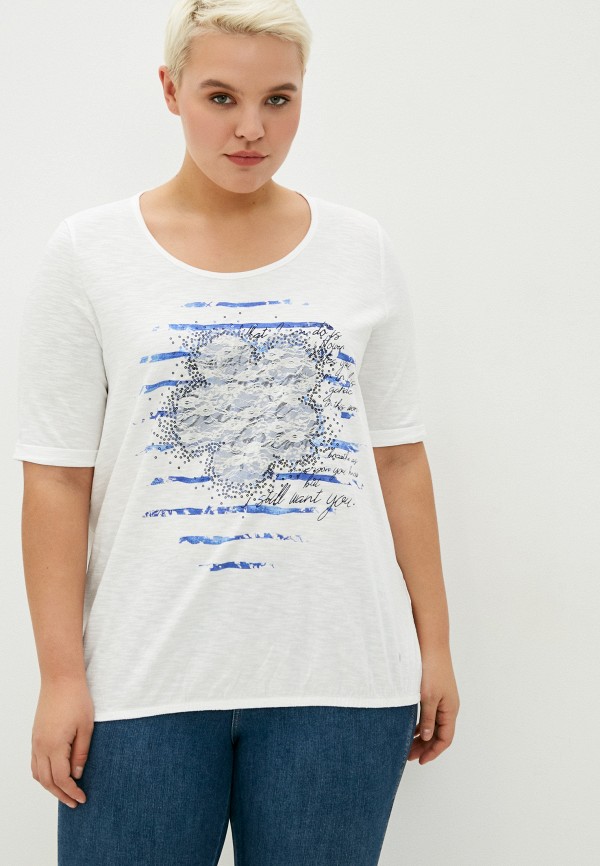 женская футболка samoon by gerry weber, белая