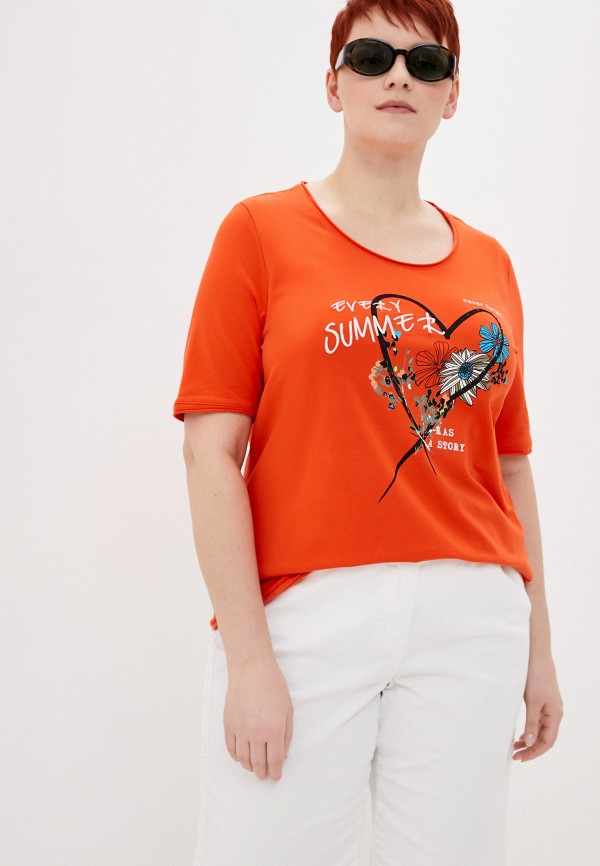 женская футболка samoon by gerry weber, оранжевая