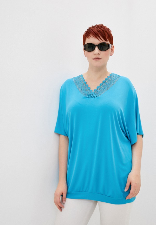 женская футболка samoon by gerry weber, голубая