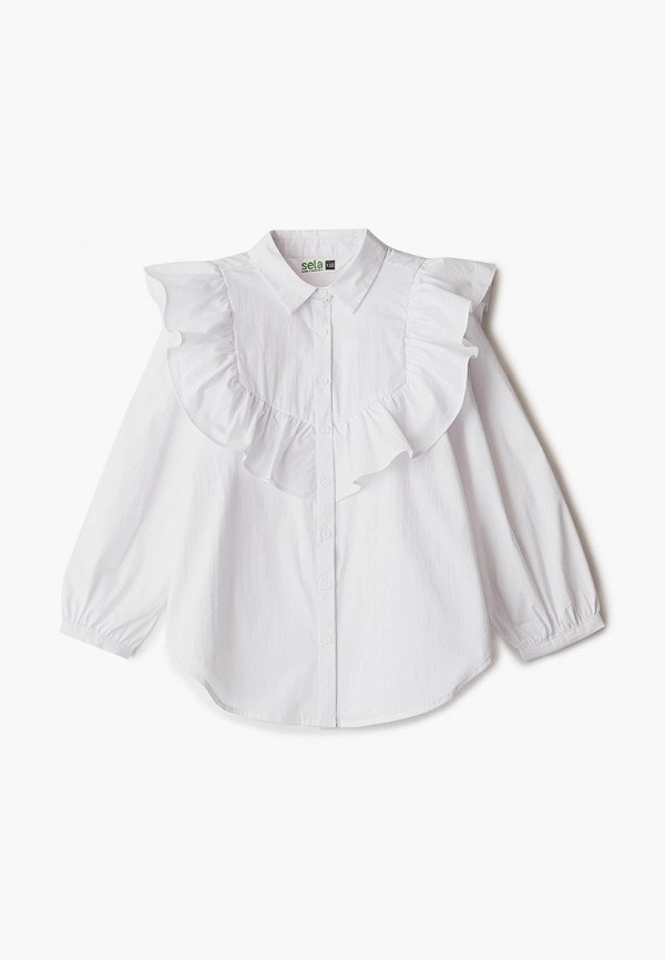 блузка sela для девочки, белая