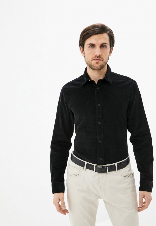 мужская рубашка с длинным рукавом selected homme, черная