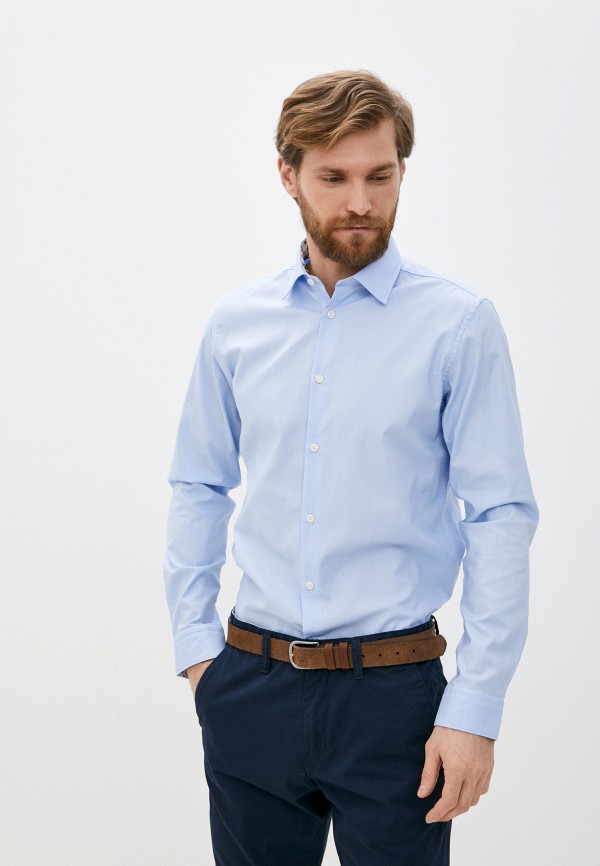 мужская рубашка с длинным рукавом selected homme, голубая