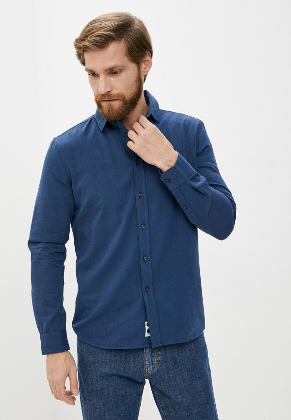 мужская рубашка с длинным рукавом sisley, синяя
