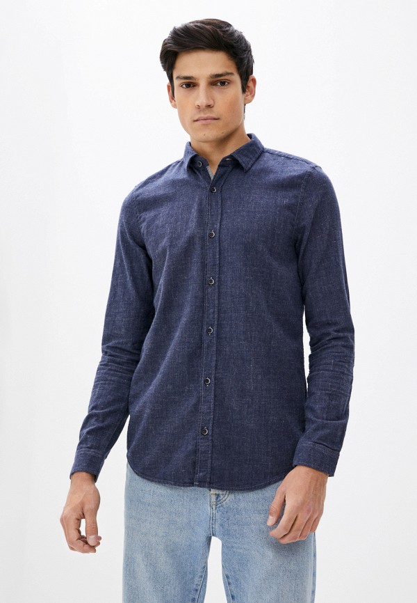 мужская рубашка с длинным рукавом s.oliver, синяя
