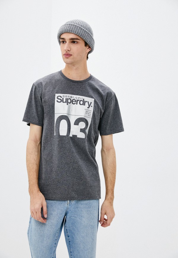мужская футболка с коротким рукавом superdry, серая
