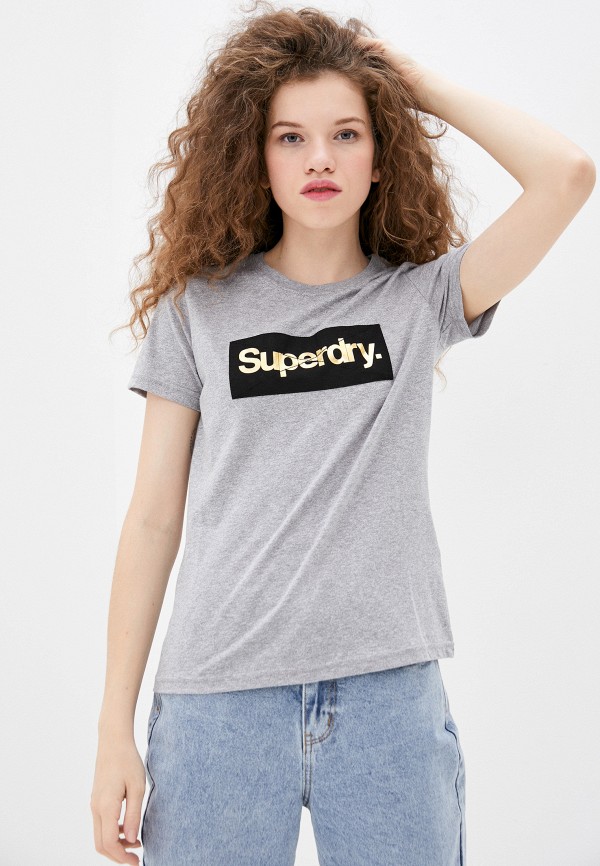 женская футболка superdry, серая