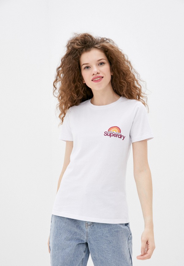 женская футболка superdry, белая
